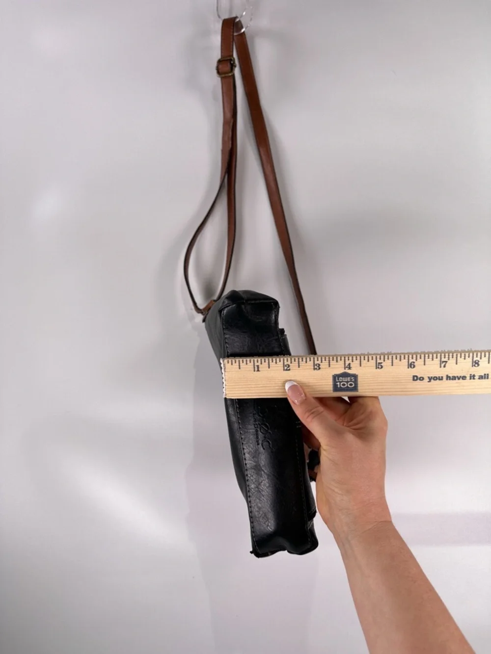 B.O.C. Organizer Crossbody Bag Built In Wallet Faux Leather Black Brown Medium
